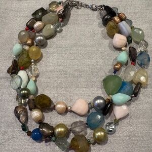 Mixed Stone 3-strand necklace